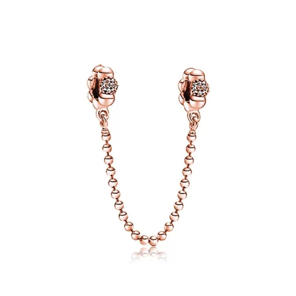 925 Rose Gold Anchor Angel Leaf Charm Bead Chain For DIY Bracelet Jewelry Ladies Accessories