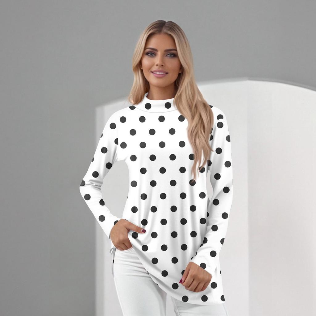 Women's Daily Casual Long Sleeve Mid Collar Top