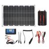 Solcellepanelsystem med fargeskjerm, dobbel USB 4,2A 18W 18V solcellepanel, 30A 12V 24V solcellekontroller, vekselretter for camping