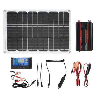 Solarmodulsystem mit Farbdisplay Dual USB4.2A 18W18V Solarmodul 30A12V 24V Solarregler Wechselrichter für Camping
