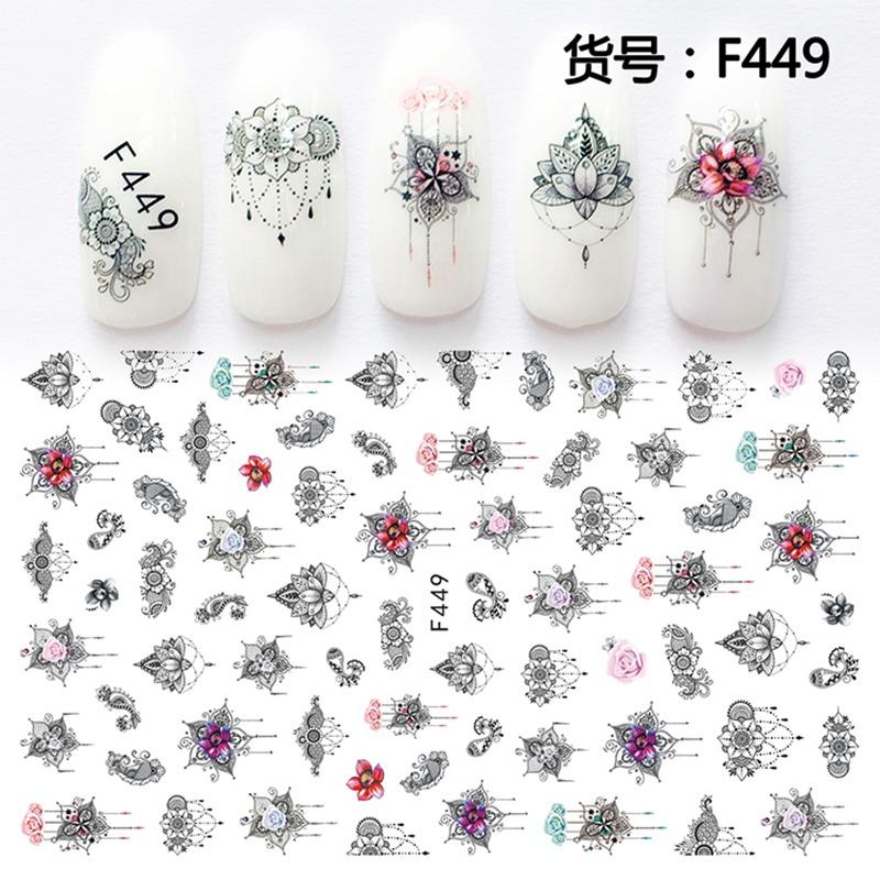 Self Adhesive Flower Unicorn Pattern Nail Art Decorations Stickers And Decals Acrylic Manicure Nails Supplies Tool HQ