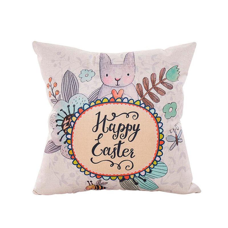 1PC Pillowcase 45x45cm Happy Easter Decorations  Home Easter Rabbit  Pattern Pillow Cover Wedding