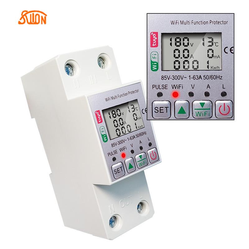 WiFi Smart Circuit Breaker with Over/Undervoltage Protection, Tuya App Control, Auto Reclosing, and Prepayment Electric Meter.