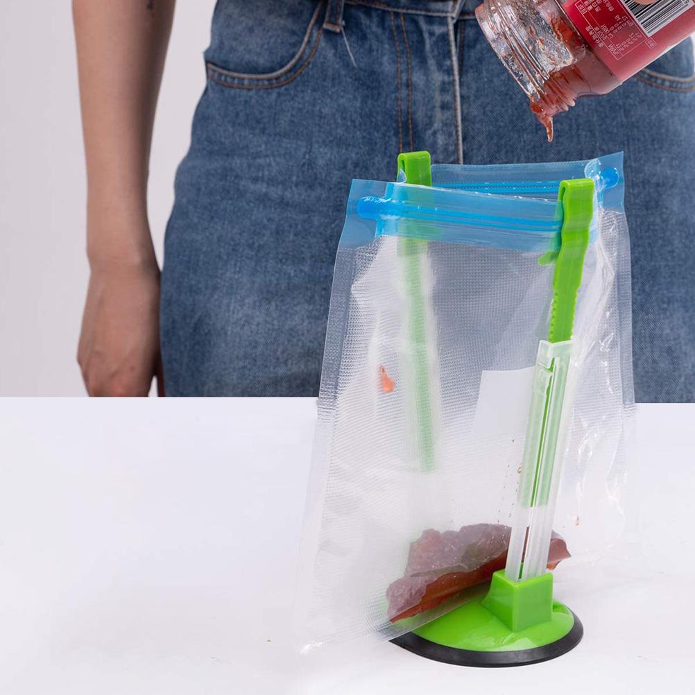 Adjustable Kitchen Freezer Hands Free Food Storage Rack Bag Holder Stand (1 Pack)
