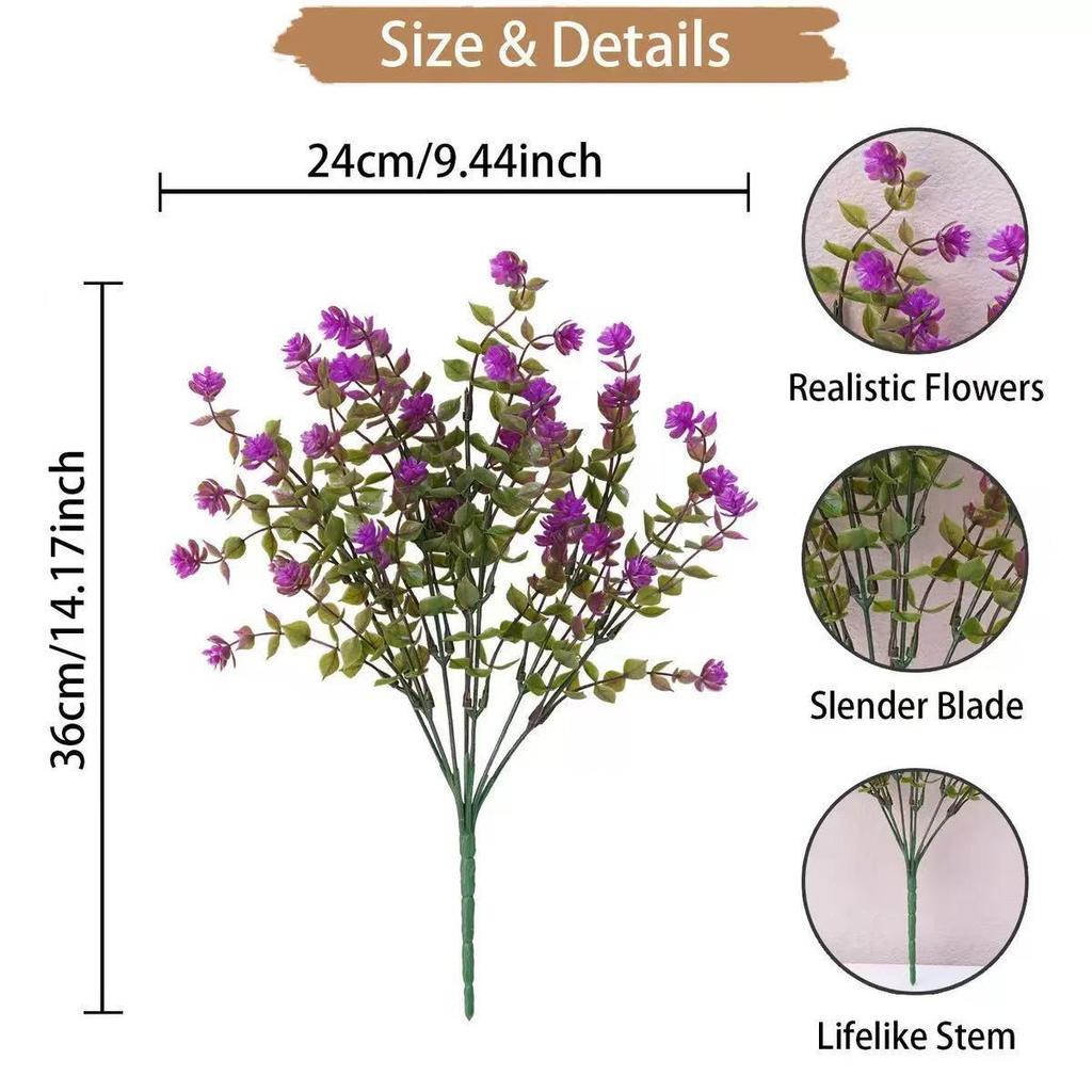 UV-Resistant Artificial Outdoor Shrubs, Fake Plants for Courtyard and Spring Decoration