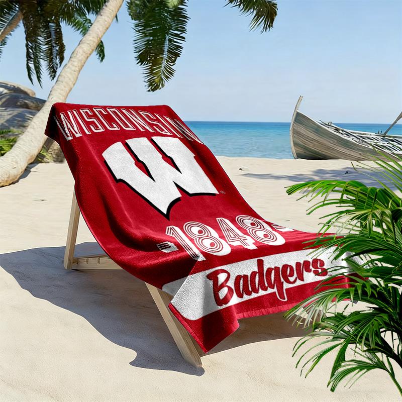 Wisconsin Badgers Druck Strandtuch, Großes Weiches Schnelltrocknendes Handtuch für Strand Camping Schwimmen