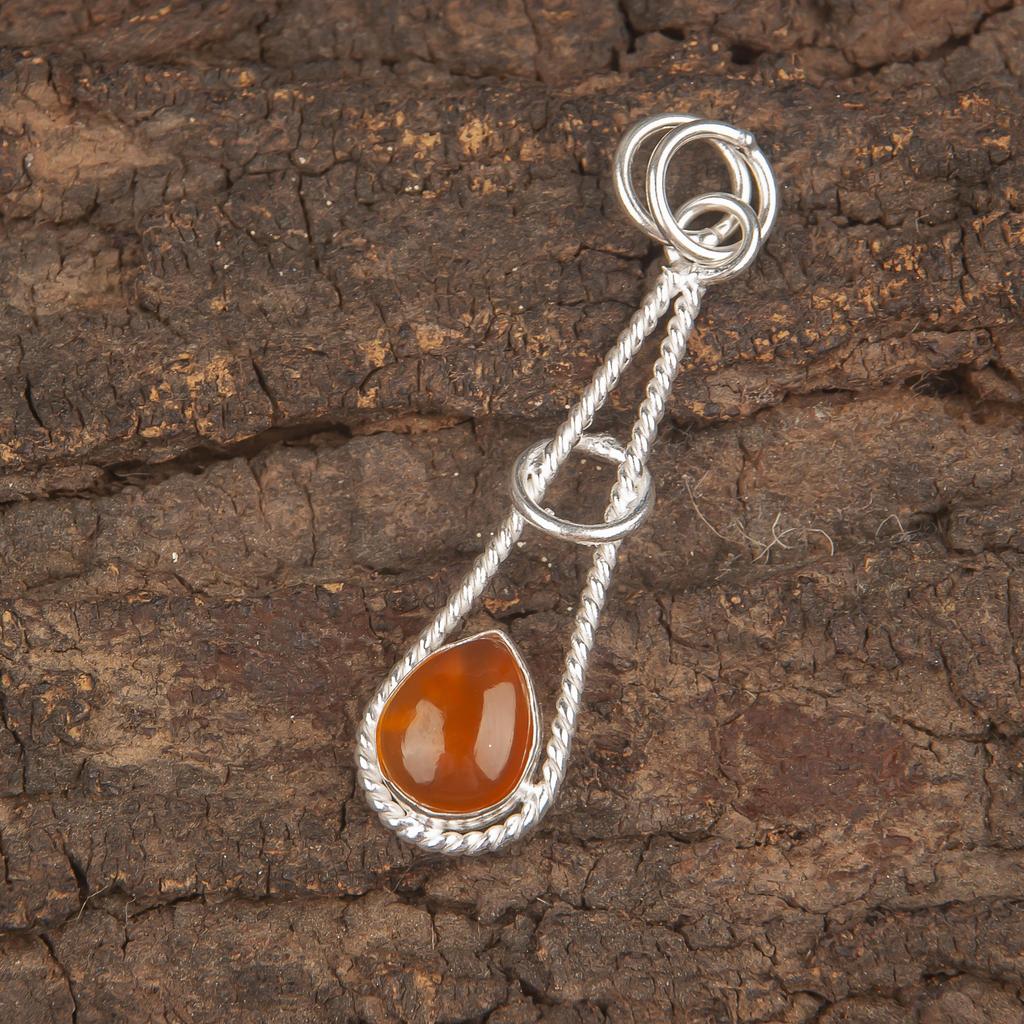 Carnelian 925 Solid Sterling Silver Pendant, Handmade Gemstone Pendant, Gifts For Friend  Bohemian Pendant For Love