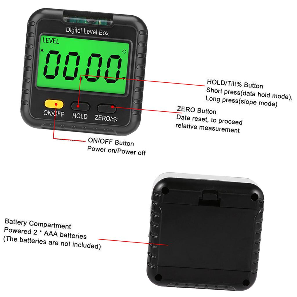 Digital Inclinometer 360 Degree Multi Purpose LCD Display Angle Finder Gauge Angle Measuring Tool for Construction Automobile Repair