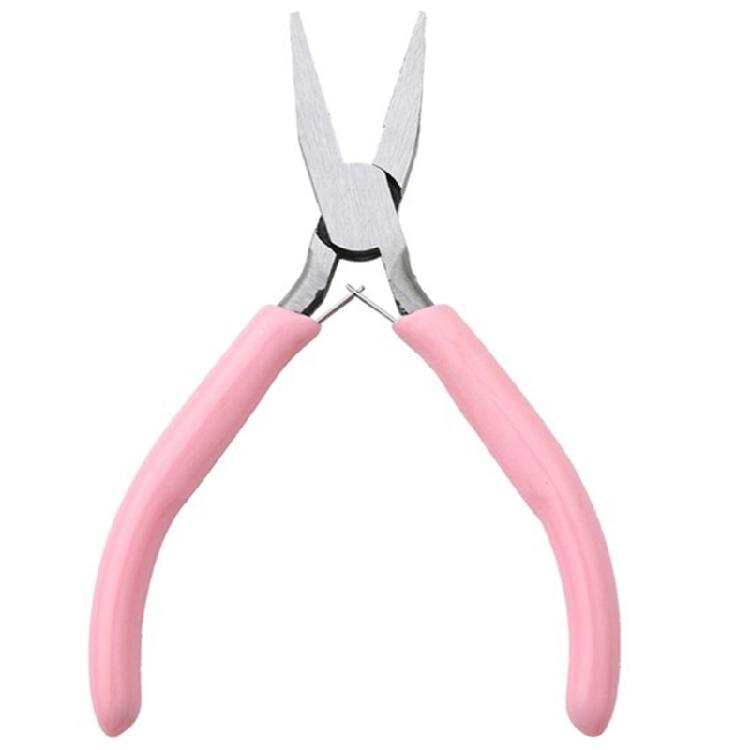 Practical Pink Jewelry Pliers Tool Set with Curved Long Nose Pliers and Tweezers