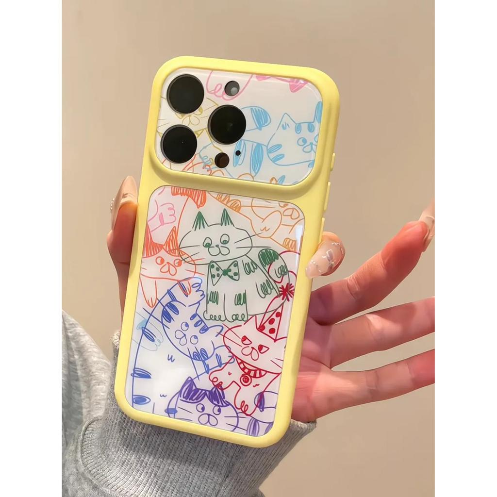 Personalized hand-painted color graffiti cat Apple 11/11Pro mobile phone case iPhone11 acrylic 11 protective case