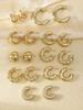 18 Pcs/Set Large C-Shape Teardrop Hoop Earrings for Women Fashion Gold Color Exaggerated Twist Earring Daily Wear Jewelry Gifts