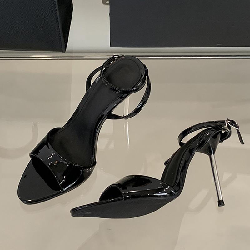 Summer Fashion Metal Thin High Heels Gladiator Sandals Women Elegant Pointed Open Toe Banquet Party Prom Shoe Woman Silver