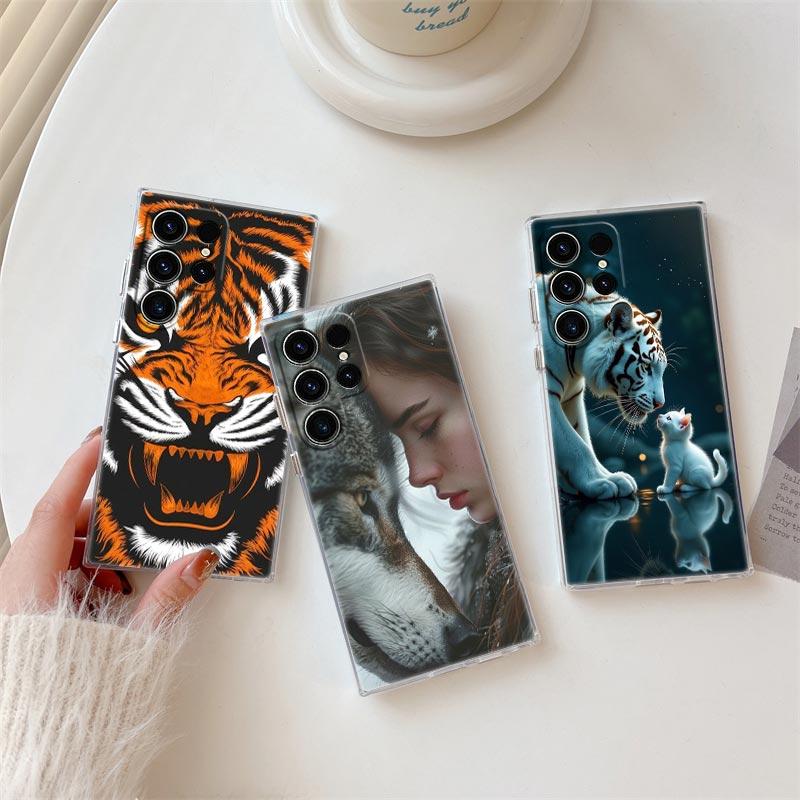 The Wolf Lion Cat Clear Case For Samsung Galaxy S26 S25 S24 S23 Ultra S20 S21 FE S22 Plus S26 Ultra S25FE 5G Soft Phone Cover