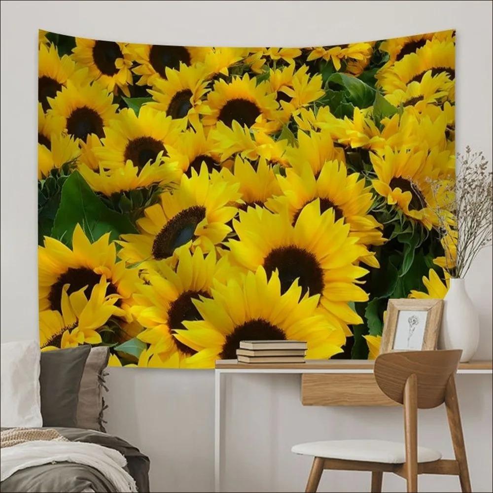Поле подсолнухов Фон Ткань Украшения Стены Дома Гобелен Гобелен Офис Гостиная 100x75cm — фото 7