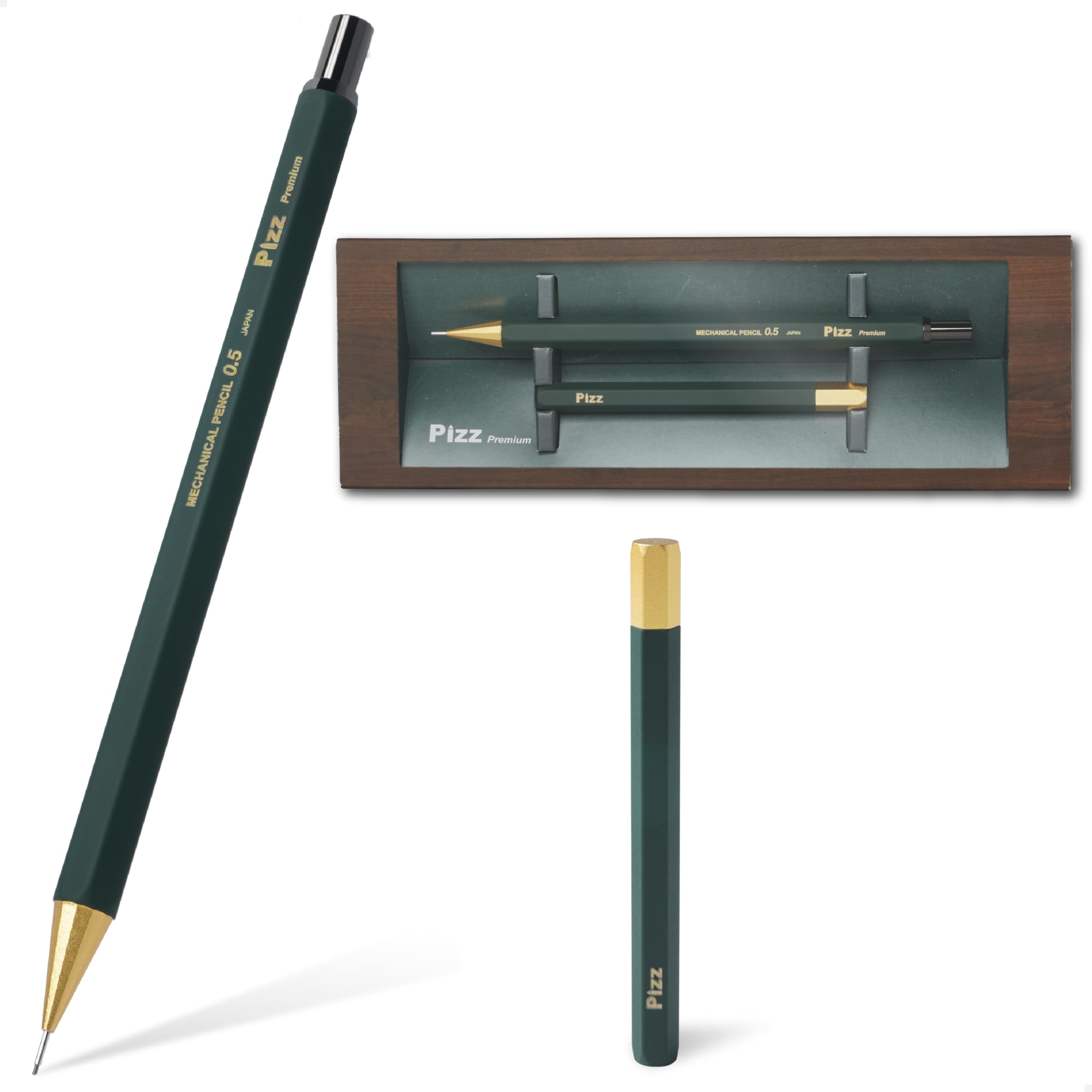 

Pizz Premium Mechanical Pencil that Looks Like a Pencil All Brass Hexagonal Shaft Mechanical Pencil Lead Case with Presentation Box Made in Japan