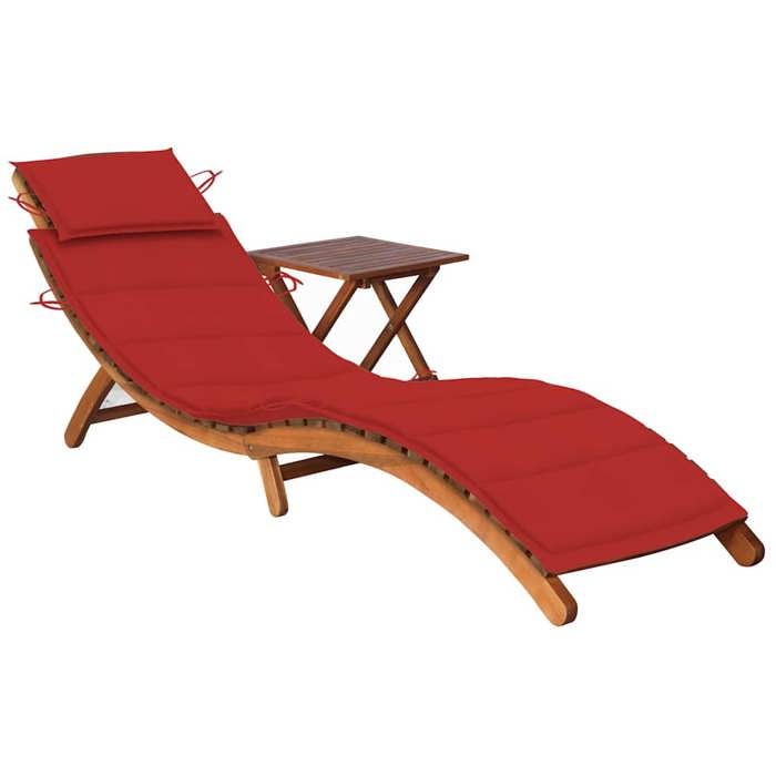 VidaXL Chaise Longue de Jardin avec Table et Coussin Bain de Soleil d'Extérieur Transat de Terrasse Chaise Longue de Patio 3061593