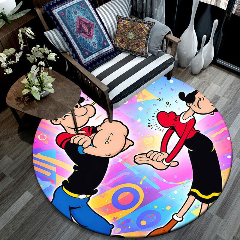 Popeye the Sailor Man,Round Area Rug,Carpet Rug for Living Room Bedroom Sofa Playroom Decor,Non-slip Floor Mat