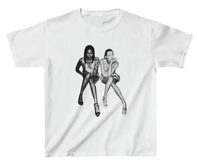 Wholesale Short Portrait Sleeve Printed Top Outcropping Short Ladies Sexy, Streetwear YK