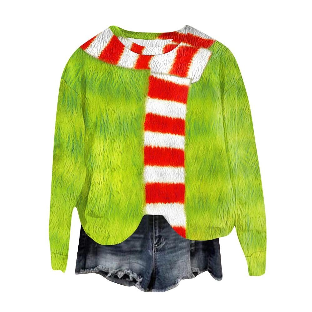 Fashion Men Women's T-shirt Christmas Green Monster Print O-Neck Pullover Top Casual Outdoor Sweatshirt Kids Tees Top Clothing