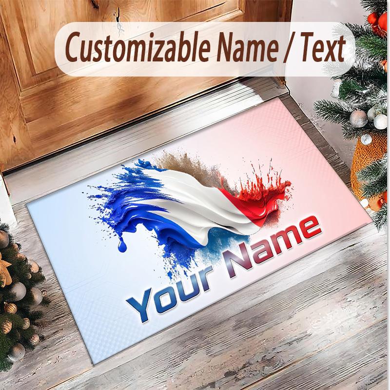 Personalized Crystal Velvet Carpet France National Football Team Pattern Non Slip Floor Rug