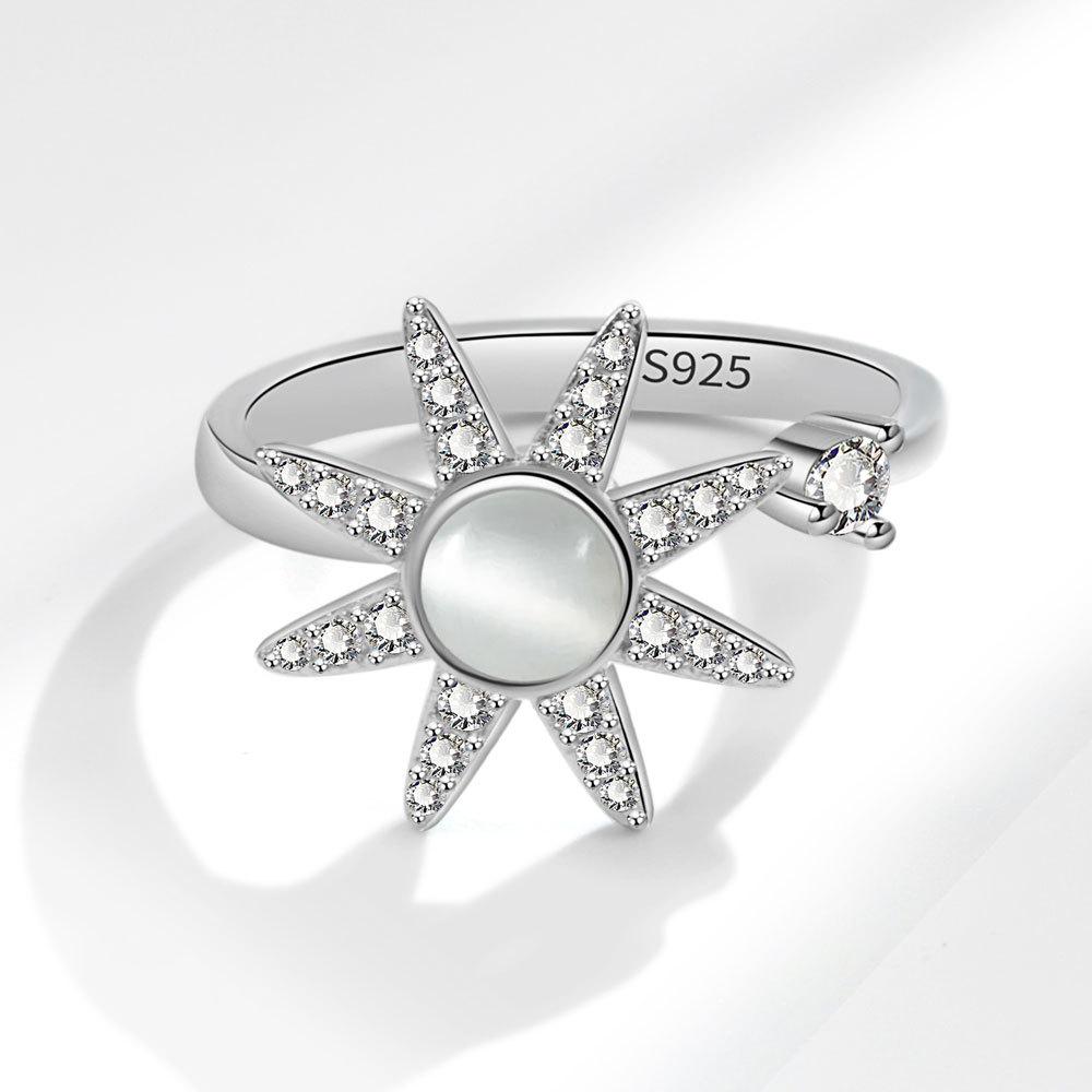 Women Hexagram Spinner Ring Anti Anxiety Stress Relief Zircon Rotatable Band Jewelry For Calming