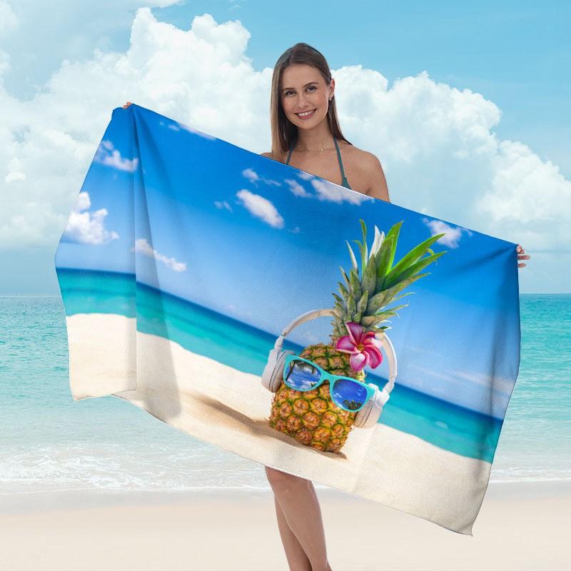 Ultrafine Microfiber Quick-Dry Beach Towel Adults Digital Print Sports Swim Cover-Up Gym Fitness Lightweight Absorbent Blanket