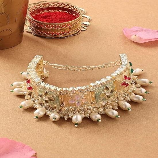 Multi Colour Enamel Kundan Beads Ethnic Bracelet For Women