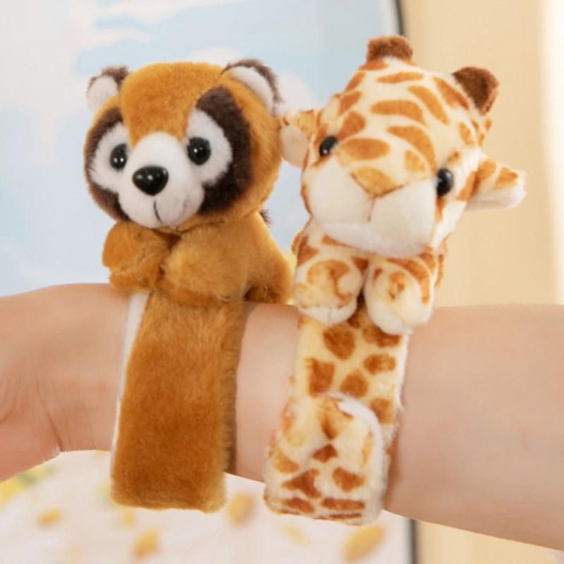 Stuffed Animal Slap Bracelet Plush Wristband Snap Wrist Band Creative Fashionable Bracelet Jewelry for Kids Party Gift