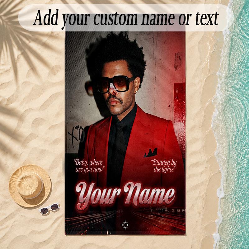 Beach TowelThe Weeknd Custom Name Text Personalized Soft Towel for Beach Pool Indoor Home Decor Gift