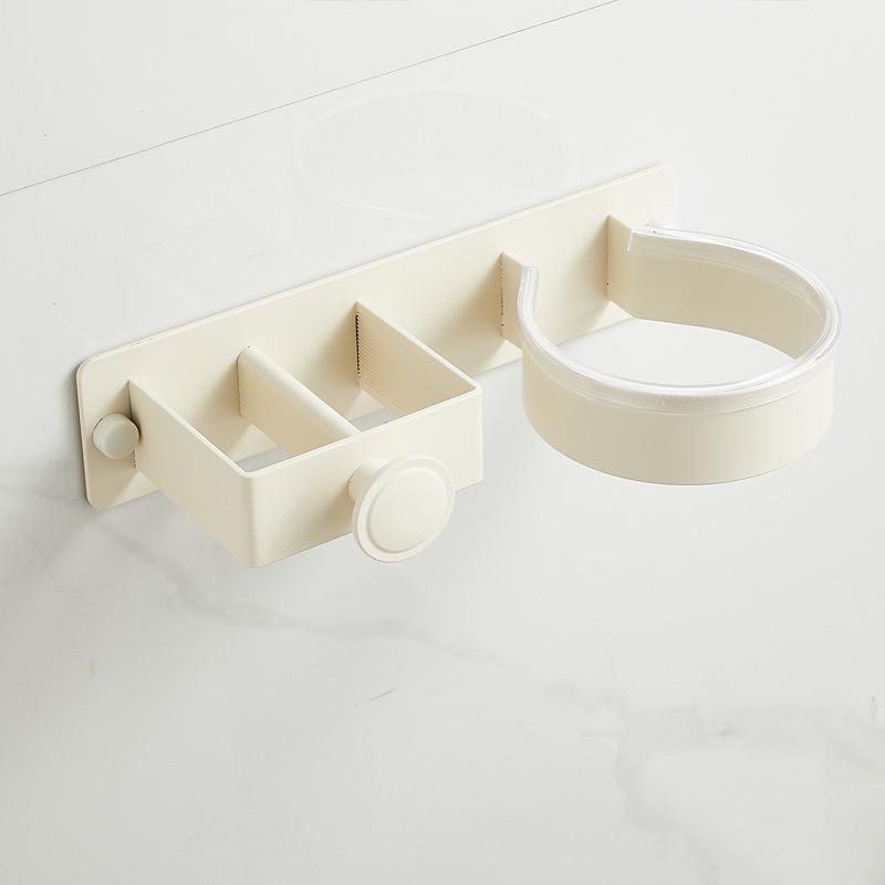 Wall-Mounted Hair Dryer & Curling Iron Holder with No-Punch Straightener and Ironing Board Rack