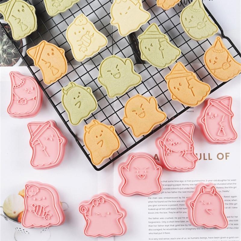 8Pieces Cookie Molds Halloween Biscuit Cutter Ghostly Shape Cookie Molds Baking Tool Suitable for Familys Gatherings