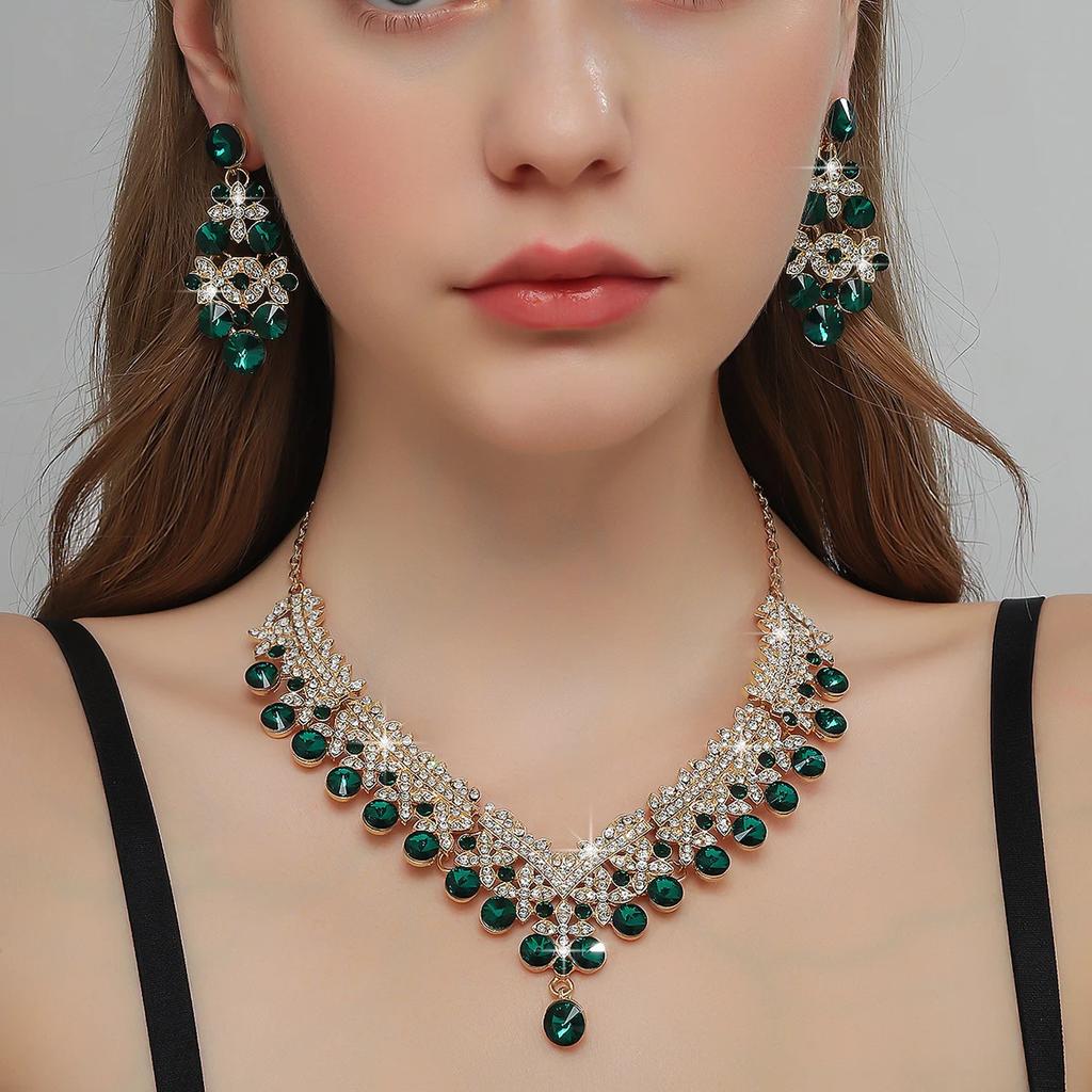 Exaggerated Fashion Spring/Summer Color Alloy Necklace Earring Set Suitable for Ball, Party, Wedding Matching