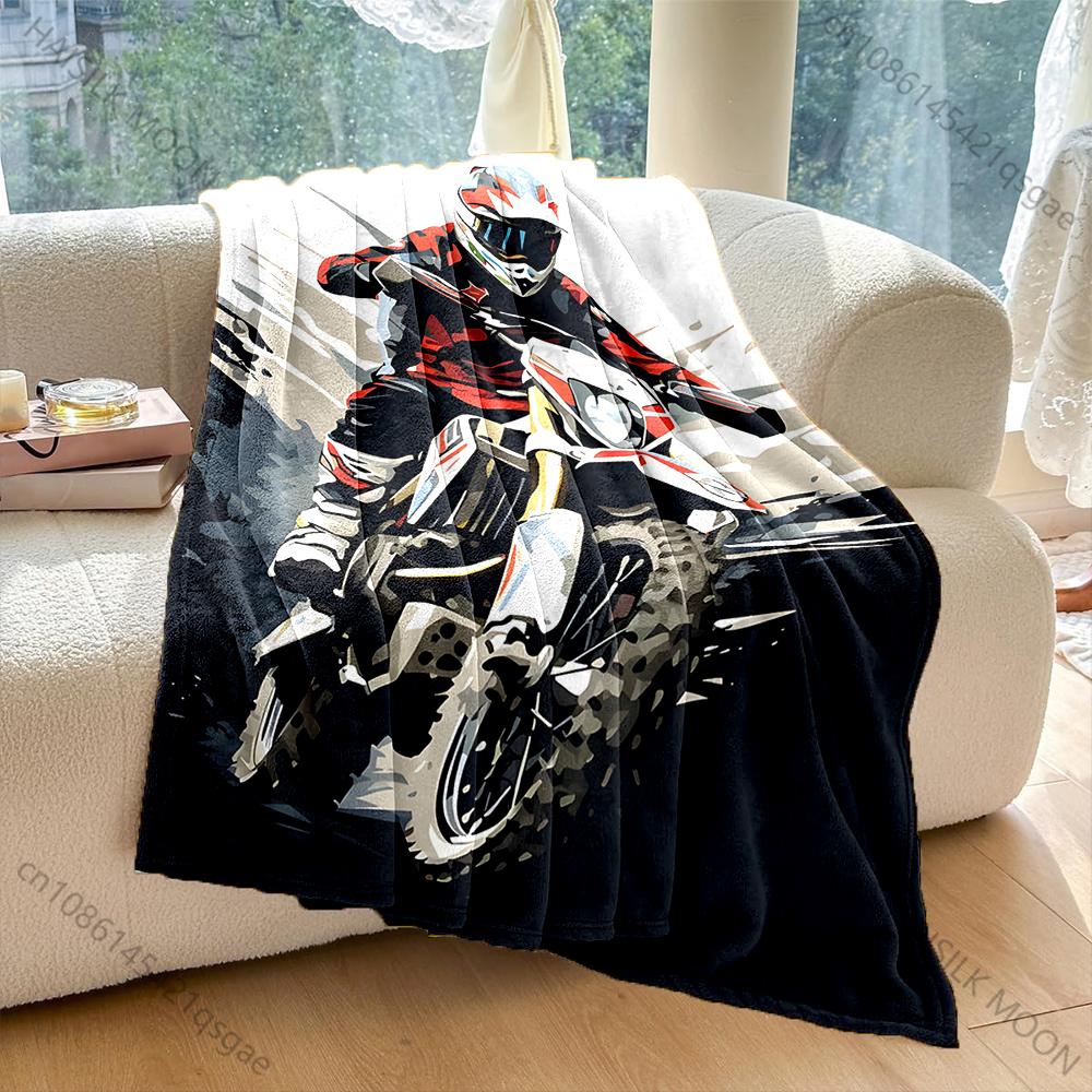Motocrossrijder die door modder racet Print Deken voor Volwassenen en Kinderen Warm Thuis Reizen Auto Zacht Comfortabel Geschikt voor alle seizoenen