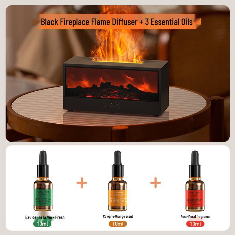 3D Aroma Diffuser & Fireplace Humidifier with Remote Control - Seven-Color LED Display