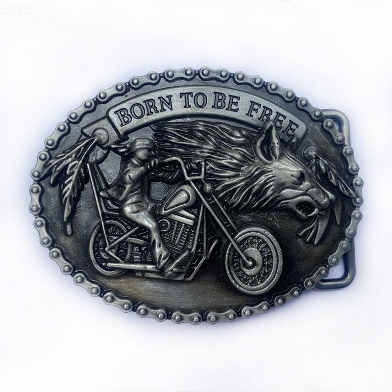 Zinc Alloy Wolf Head Belt Buckle - Western Cowboy Style