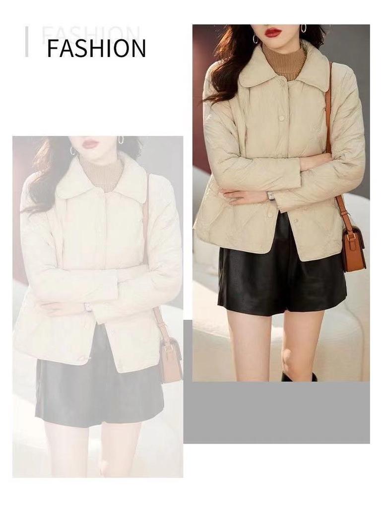 Baumwollgepolsterte Jacke für Damen 40-50: Stilvoller Petite Kurzmantel, lässiges leichtes Oberteil für Herbst/Frühling/Sommer.