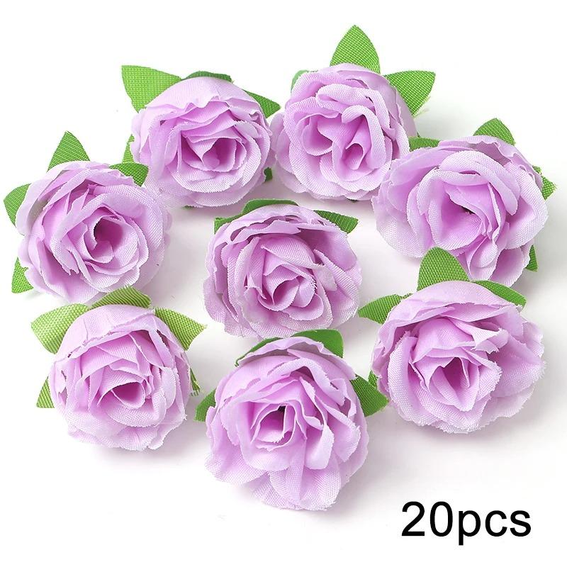 Purple Artificial Flowers Heads Silk Fake Flowers For Home Decor Party Wedding Decoration DIY Valentine's Day Gifts Accessories