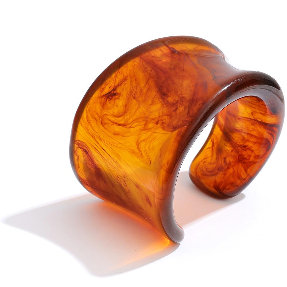 Eetit 64mm Multi-color Big Resin Acrylic Cuff Wide Bracelet Bangle for Women Waterproof Charm Statement Street Large Jewelry