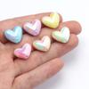 10pcs 15x17mm Macaron AB Color Heart Spacer Beads Shiny Acrylic Beads For DIY Jewelry Making Bangle Necklace Earrings