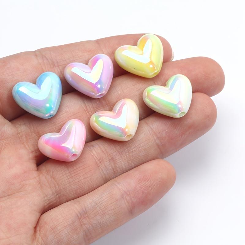 10pcs 15x17mm Macaron AB Color Heart Spacer Beads Shiny Acrylic Beads For DIY Jewelry Making Bangle Necklace Earrings