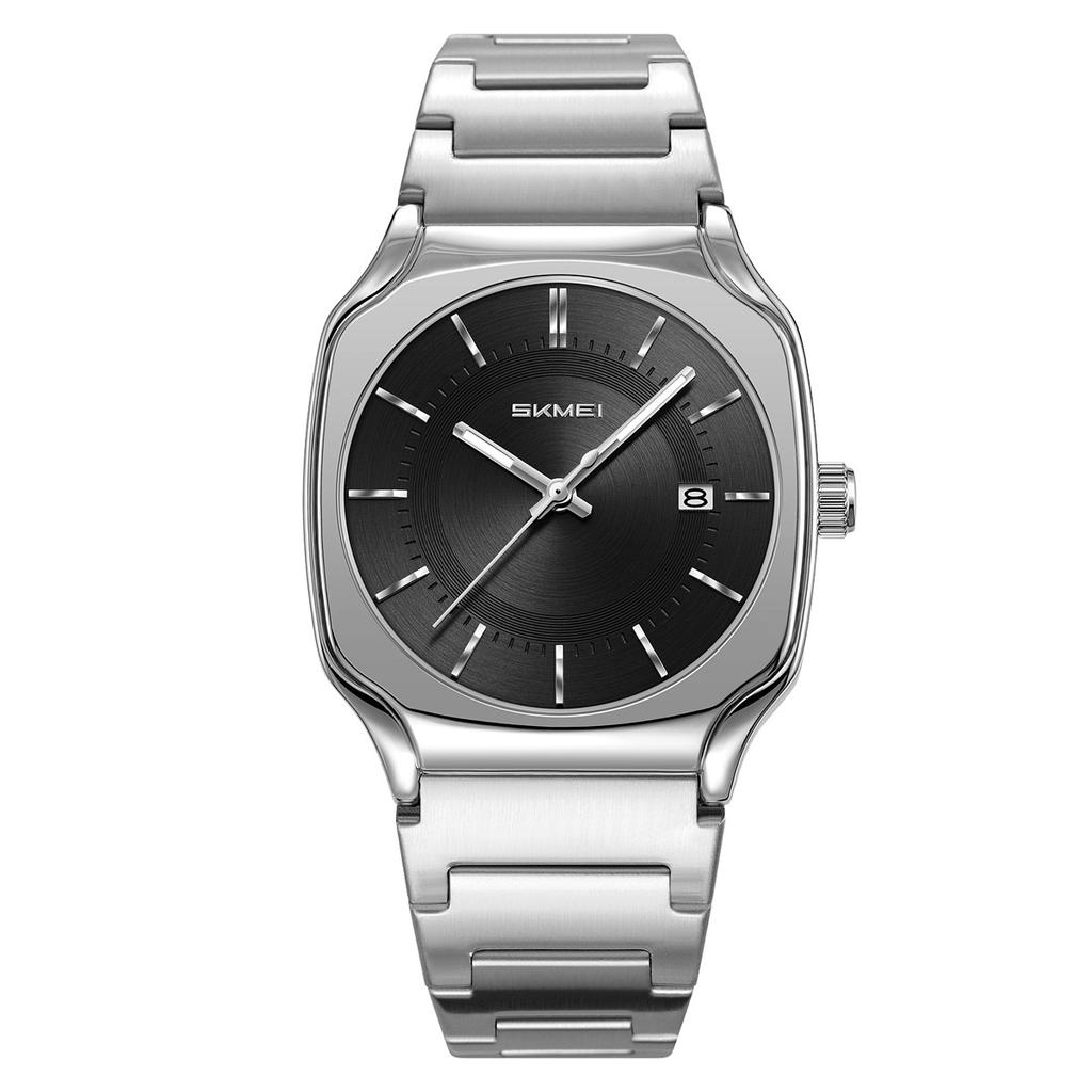 Mens Wristwatch Square Quartz Watches Waterproof, Date Function, Stainless Steel Band & Buckle