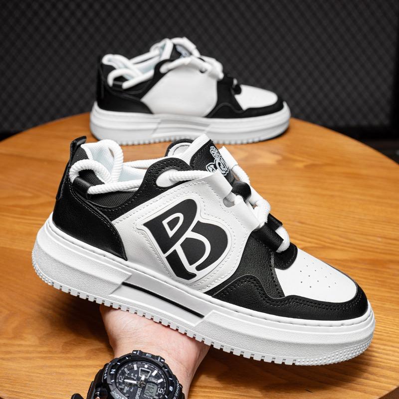 Men's Korean Trendy Versatile Breathable Casual Height-increasing Platform White Skate Sneakers for Students
