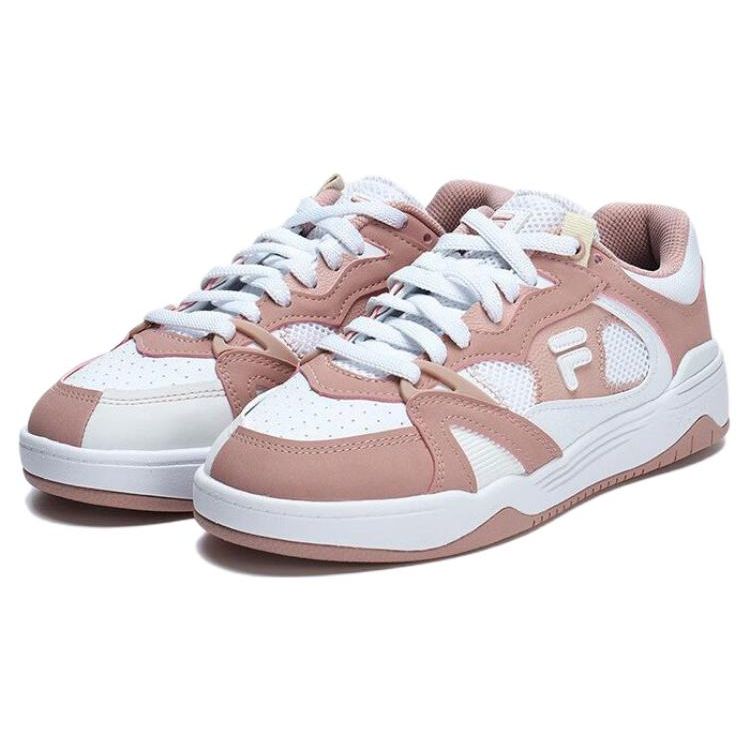 Fila Fusion Smash Fabric Shock Absorption Non-Slip Low-Top Retro Basketball Shoes Women Sneakers White Pink T12W323201FWM