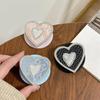 Solid Leather Heart-Shaped MagSafe Phone Holder with Mirror