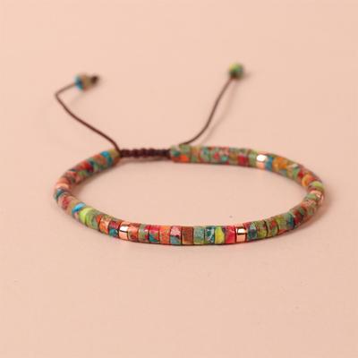 Böhmisches Armband aus Natursteinen - mehrfarbige Edelsteinperlen und elastisches Band Schmuck, Ganzjahres-Farbperlen-Design