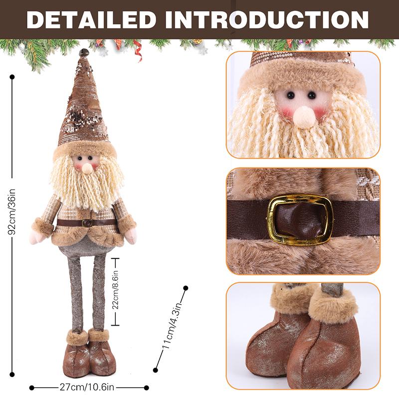 Retractable Festive Ornaments Santa Deer Snowman Polyester Sculpture Space Saving Tabletop Holiday Display
