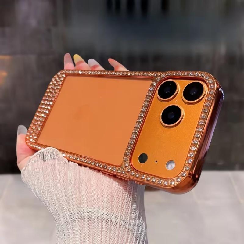 

Розкішний прозорий чохол для телефону з діамантами для iPhone 13 14 15 16 17 Pro Max Plus Air Блискучий бампер Задні чохли Обкладинка iPhone 13 помаранчевий