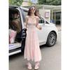 Pink Suspender Dress Female Spring and Summer Seaside Vacation Temperament Thin a Word Gentle Sweet Cake Fairy Dress