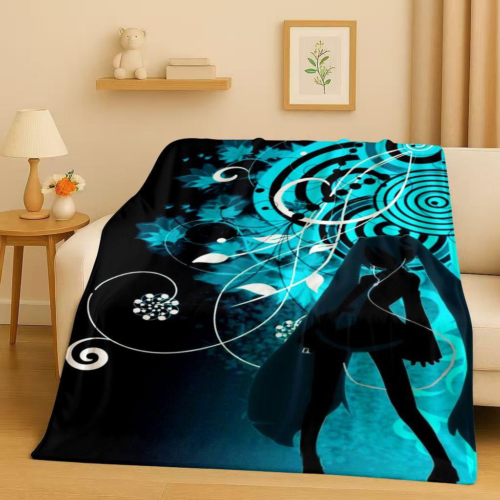 Manta de Franela Kawaii 3D de M MIKU, Dibujo Animado Musical para Niña, Manta de Felpa Ultra Suave y Cálida para Hogar, Dormitorio, Cama, Sofá, Regalo para Niños