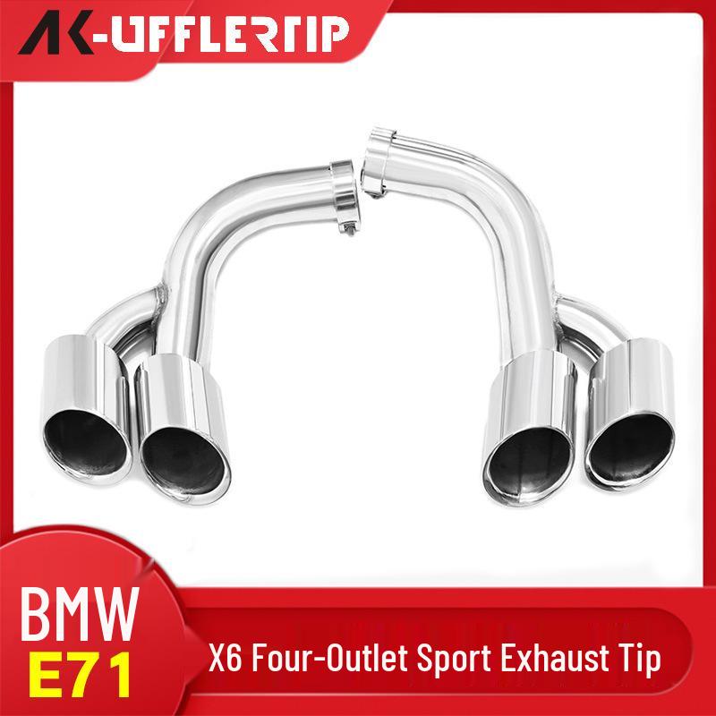 Compatible BMW X6 E71 (09-13) Quad Exhaust Upgrade: Black Stainless Steel Tail Pipes.